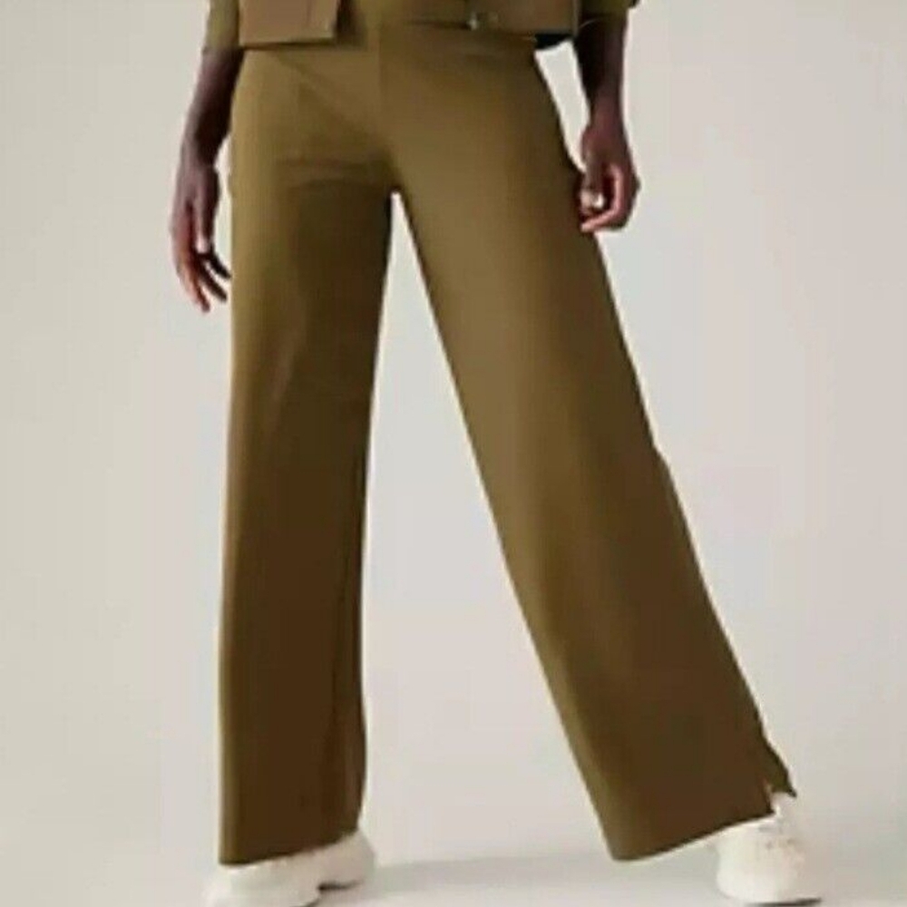 Athleta Cosmic Wide-Leg Pants Olive Green - 8 Petite